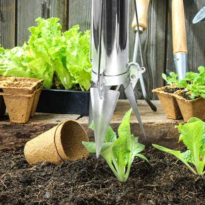 Seedling Transplanter Long Handled Bulb Planter Tools Stainless Steel