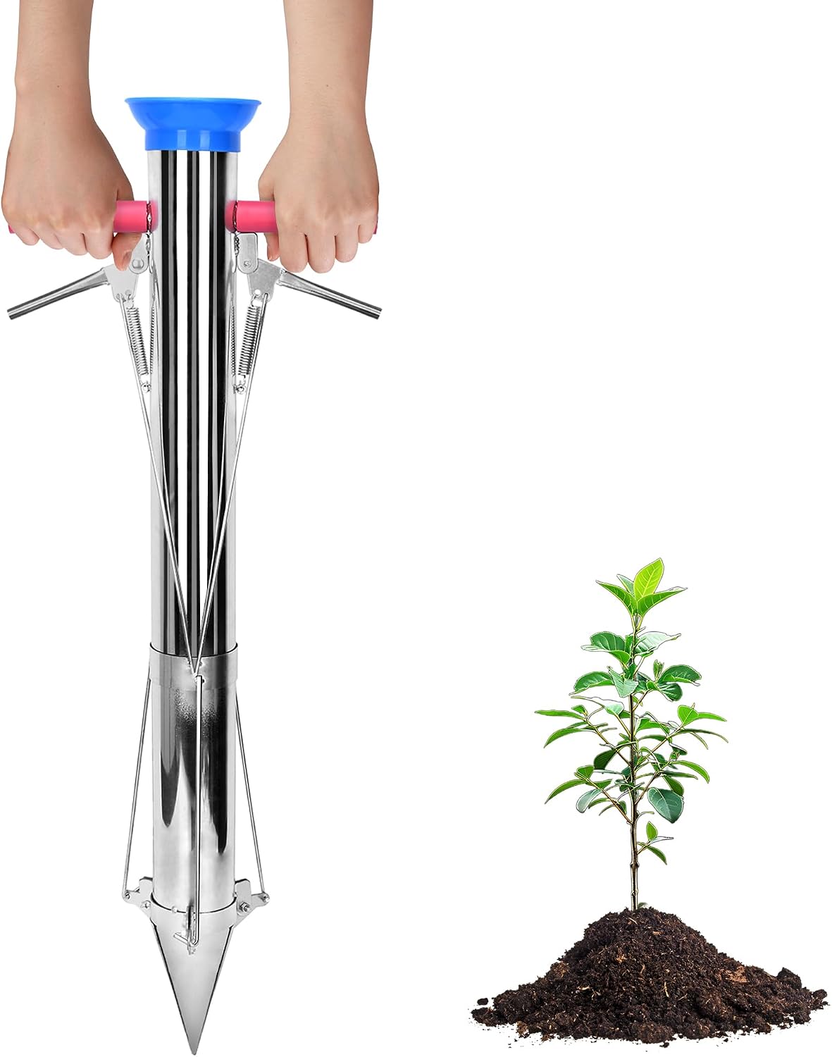 Seedling Transplanter Long Handled Bulb Planter Tools Stainless Steel