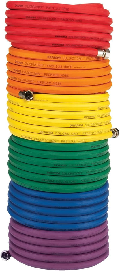 ColorStorm Premium Rubber Garden Hose – 50 ft Heavy Duty 5/8" Water Hose – Kink Resistant, Crush-Proof Nickel-Plated Couplings – Made in USA - Red