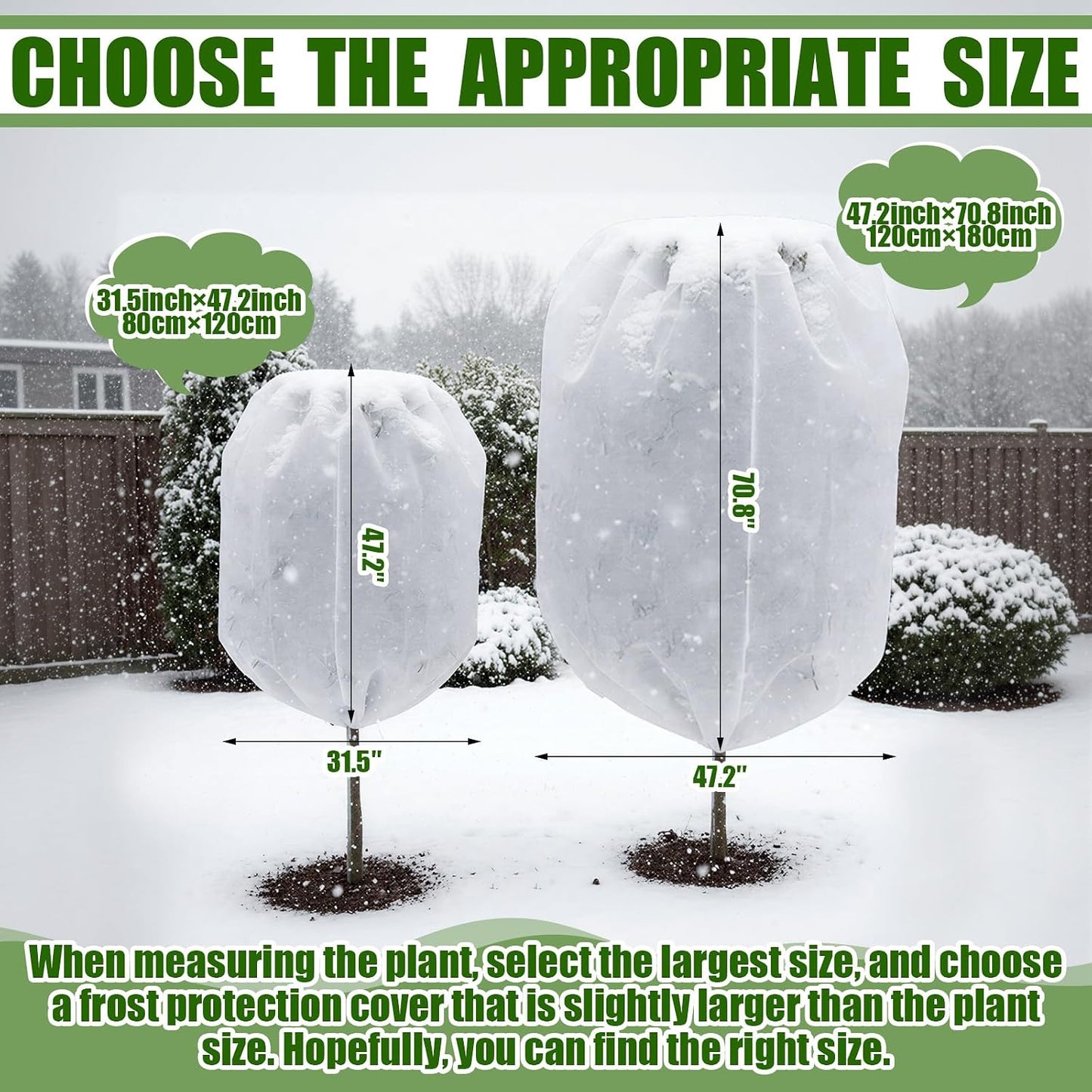 16 Pcs 32 x 47 Inch Plant Covers Freeze Protection, Reusable Plant Protector Frost Cloth Warm Blankets, Winter Bush Tree Cover with Drawstring Outdoor (White)