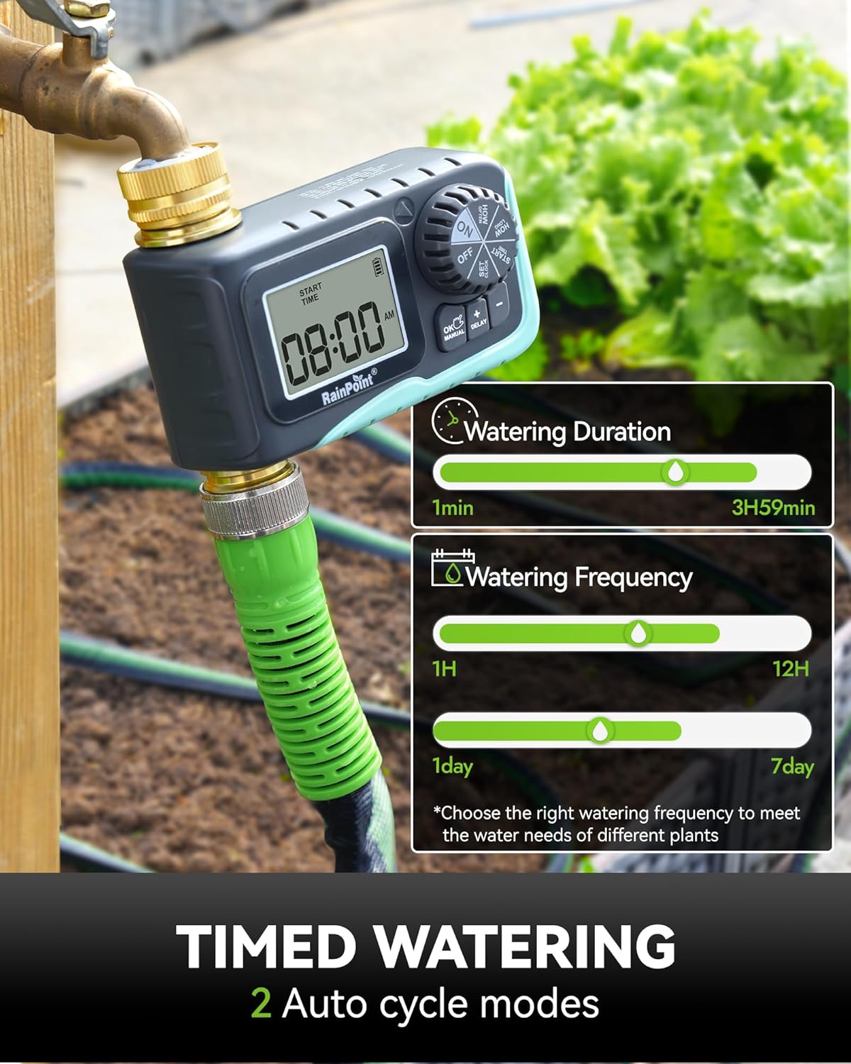 Sprinkler Timer, 100% Metal Pipe Water Timer for Garden Hose, Programmable Hose Controller for Watering, Sprinkler Controller with Manual Watering/Rain Delay for Outdoor Lawn & Garden (1PCS)