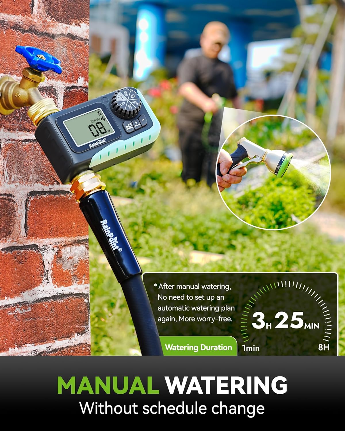 Sprinkler Timer, 100% Metal Pipe Water Timer for Garden Hose, Programmable Hose Controller for Watering, Sprinkler Controller with Manual Watering/Rain Delay for Outdoor Lawn & Garden (1PCS)