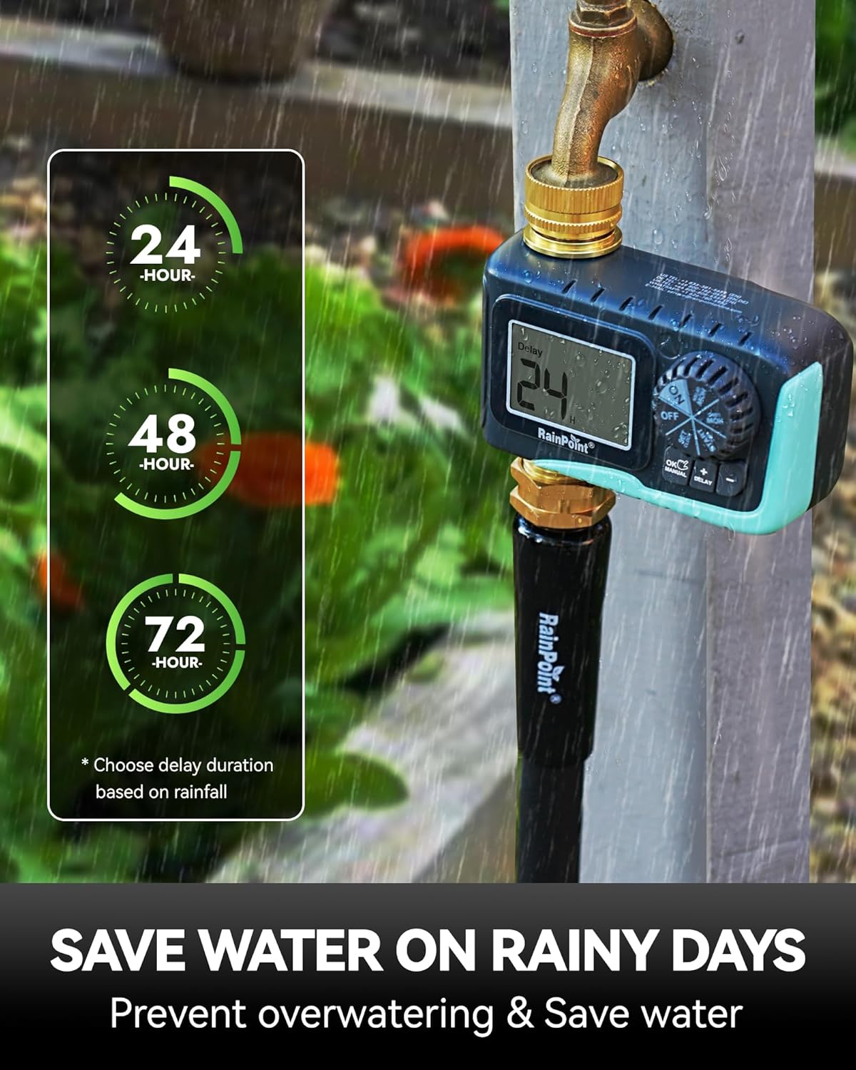 Sprinkler Timer, 100% Metal Pipe Water Timer for Garden Hose, Programmable Hose Controller for Watering, Sprinkler Controller with Manual Watering/Rain Delay for Outdoor Lawn & Garden (1PCS)