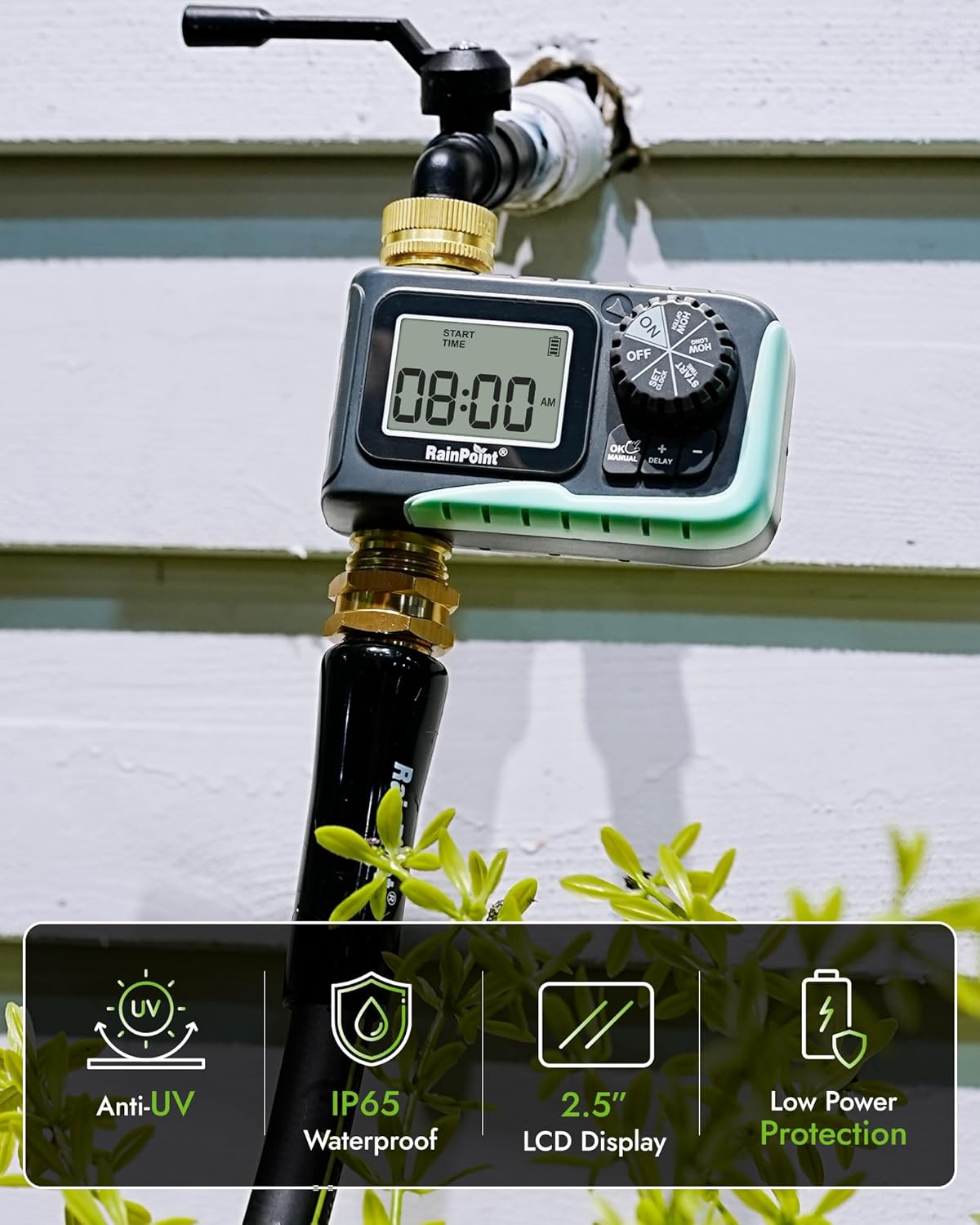 Sprinkler Timer, 100% Metal Pipe Water Timer for Garden Hose, Programmable Hose Controller for Watering, Sprinkler Controller with Manual Watering/Rain Delay for Outdoor Lawn & Garden (1PCS)
