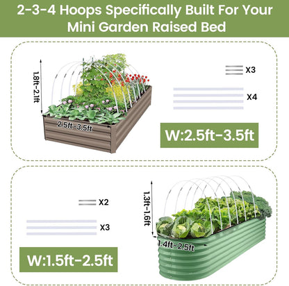 Greenhouse Hoops 20pcs, Garden Hoops for 1-3.5ft Wide Raised Bed, 5 Sets of 5.6ft Long Super Bendable Fiberglass Support Frame, Small Garden Tunnel for Row Cover (S Size)
