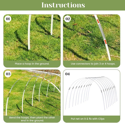 Greenhouse Hoops 20pcs, Garden Hoops for 1-3.5ft Wide Raised Bed, 5 Sets of 5.6ft Long Super Bendable Fiberglass Support Frame, Small Garden Tunnel for Row Cover (S Size)