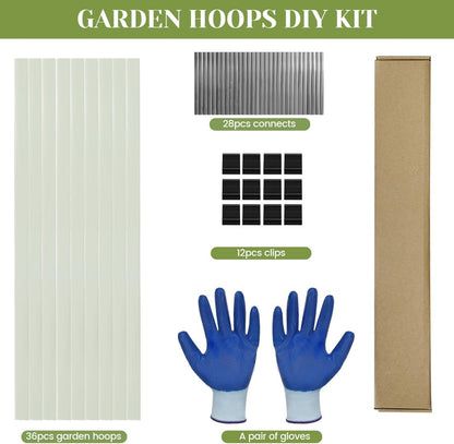 Greenhouse Hoops 20pcs, Garden Hoops for 1-3.5ft Wide Raised Bed, 5 Sets of 5.6ft Long Super Bendable Fiberglass Support Frame, Small Garden Tunnel for Row Cover (S Size)