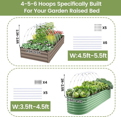 Greenhouse Hoops 20pcs, Garden Hoops for 1-3.5ft Wide Raised Bed, 5 Sets of 5.6ft Long Super Bendable Fiberglass Support Frame, Small Garden Tunnel for Row Cover (S Size)