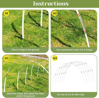 Greenhouse Hoops 20pcs, Garden Hoops for 1-3.5ft Wide Raised Bed, 5 Sets of 5.6ft Long Super Bendable Fiberglass Support Frame, Small Garden Tunnel for Row Cover (S Size)