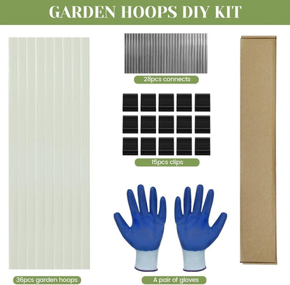 Greenhouse Hoops 20pcs, Garden Hoops for 1-3.5ft Wide Raised Bed, 5 Sets of 5.6ft Long Super Bendable Fiberglass Support Frame, Small Garden Tunnel for Row Cover (S Size)
