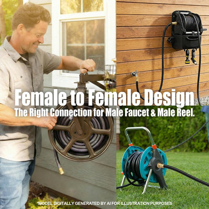 15FT Female to Female Leader Hose, 5/8 in, 3/4 GHT Brass Fittings