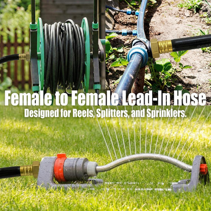 15FT Female to Female Leader Hose, 5/8 in, 3/4 GHT Brass Fittings