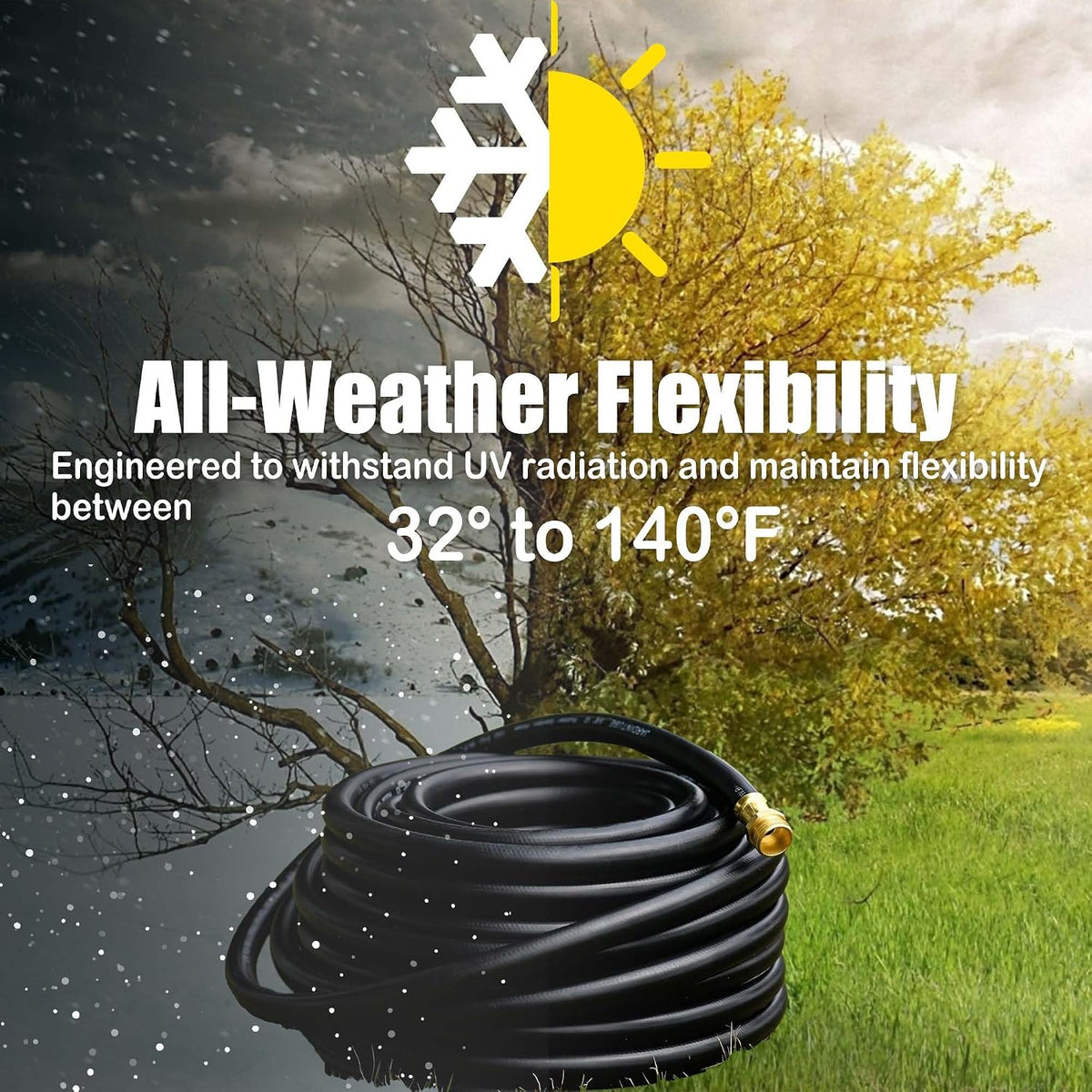 15FT Female to Female Leader Hose, 5/8 in, 3/4 GHT Brass Fittings