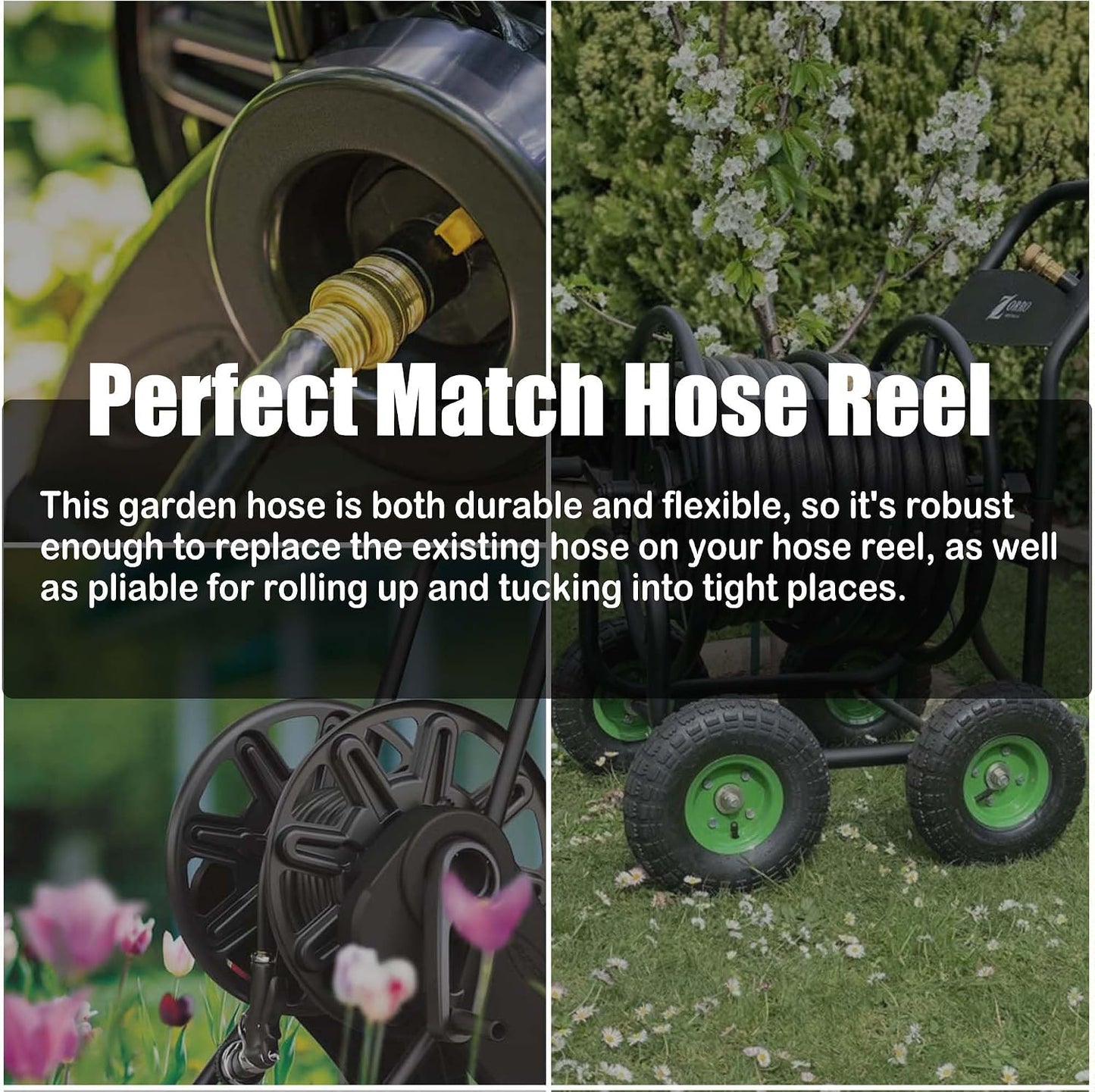 15FT Female to Female Leader Hose, 5/8 in, 3/4 GHT Brass Fittings