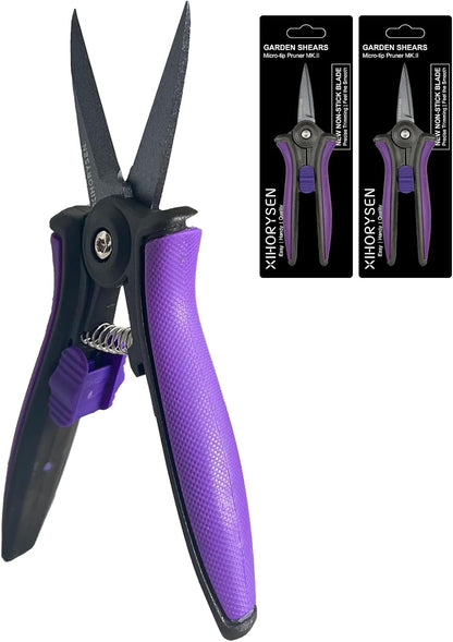Non-stick Resin Resist Blade Micro-Tip Garden Snips 6" Fluorine Coating Garden Scissors Pruning Shear Precision Bud Trimming Hand Pruner Leaf Stem Sharp Snips Effort-saving 2 PACK