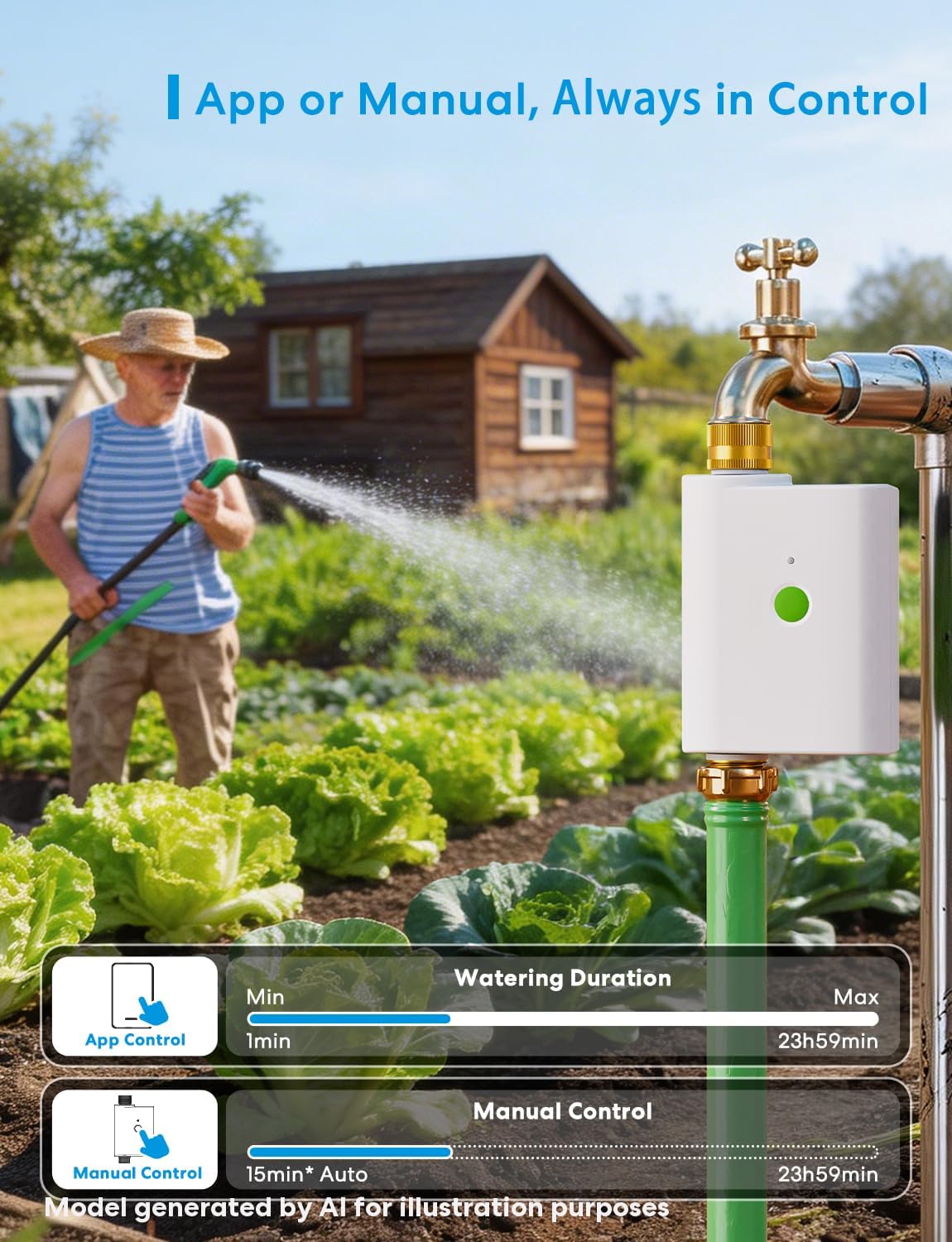 WiFi Water Timer for Garden Hose, Rain Skip, Hub Included, IP65