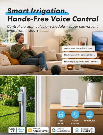 WiFi Water Timer for Garden Hose, Rain Skip, Hub Included, IP65