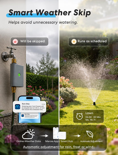 WiFi Water Timer for Garden Hose, Rain Skip, Hub Included, IP65