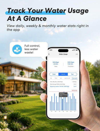 WiFi Water Timer for Garden Hose, Rain Skip, Hub Included, IP65