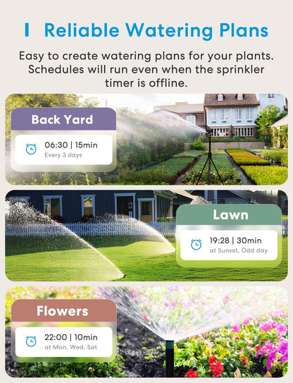 WiFi Water Timer for Garden Hose, Rain Skip, Hub Included, IP65