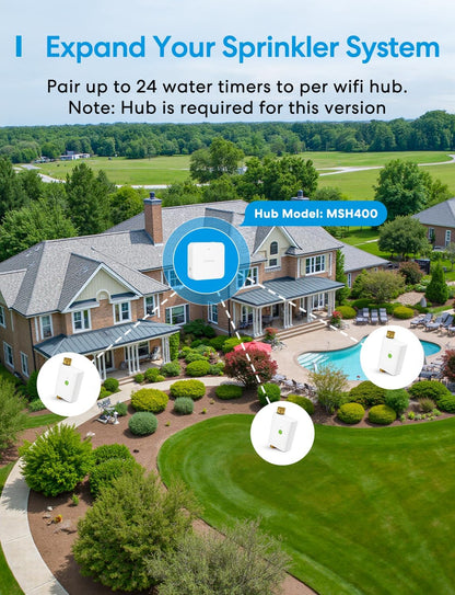 WiFi Water Timer for Garden Hose, Rain Skip, Hub Included, IP65
