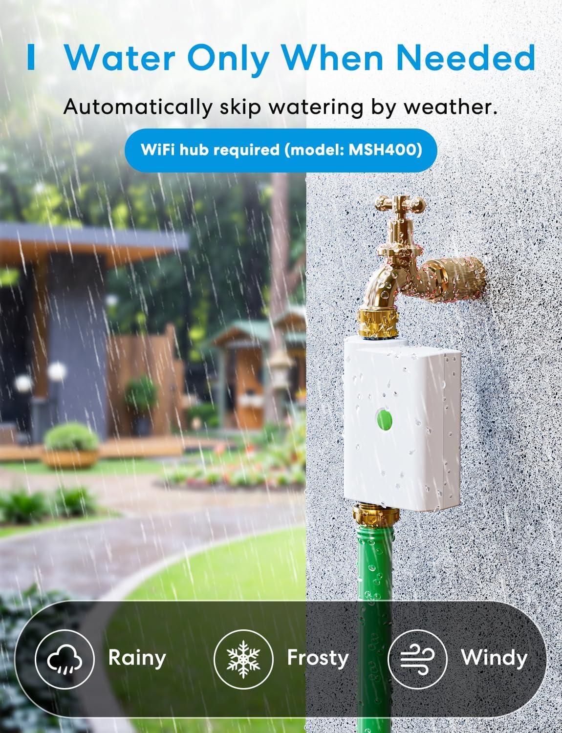 WiFi Water Timer for Garden Hose, Rain Skip, Hub Included, IP65