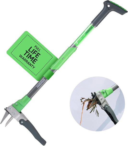 WP5 Heavy Duty Weed Puller Tool, Stand Up Dandelion Weeder with 40" Handle, 3 Claws & Fiberglass Foot Pedal, Weeding Tool Made with Cast-Iron, Easily Remove Weeds Without Bending or Kneeling