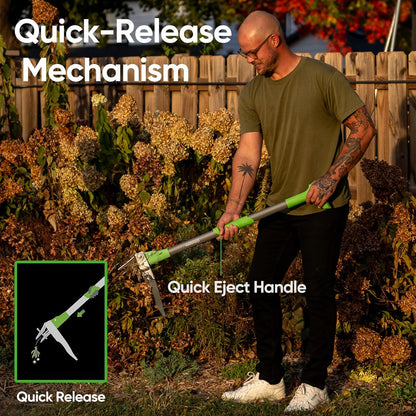 WP5 Heavy Duty Weed Puller Tool, Stand Up Dandelion Weeder with 40" Handle, 3 Claws & Fiberglass Foot Pedal, Weeding Tool Made with Cast-Iron, Easily Remove Weeds Without Bending or Kneeling