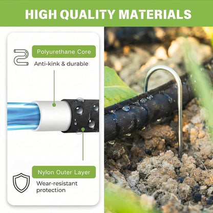 Soaker Hose 30 FT, Flat Soaker Hose for Garden, Water-Saving, 15ft 2 pack