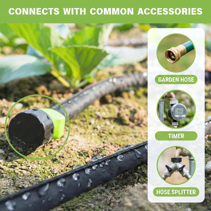 Soaker Hose 30 FT, Flat Soaker Hose for Garden, Water-Saving, 15ft 2 pack