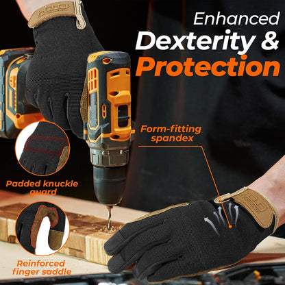 Work Gloves for Men & Women, Utility Mechanic Working Gloves Touch Screen, Flexible Gardening Gloves for Yard