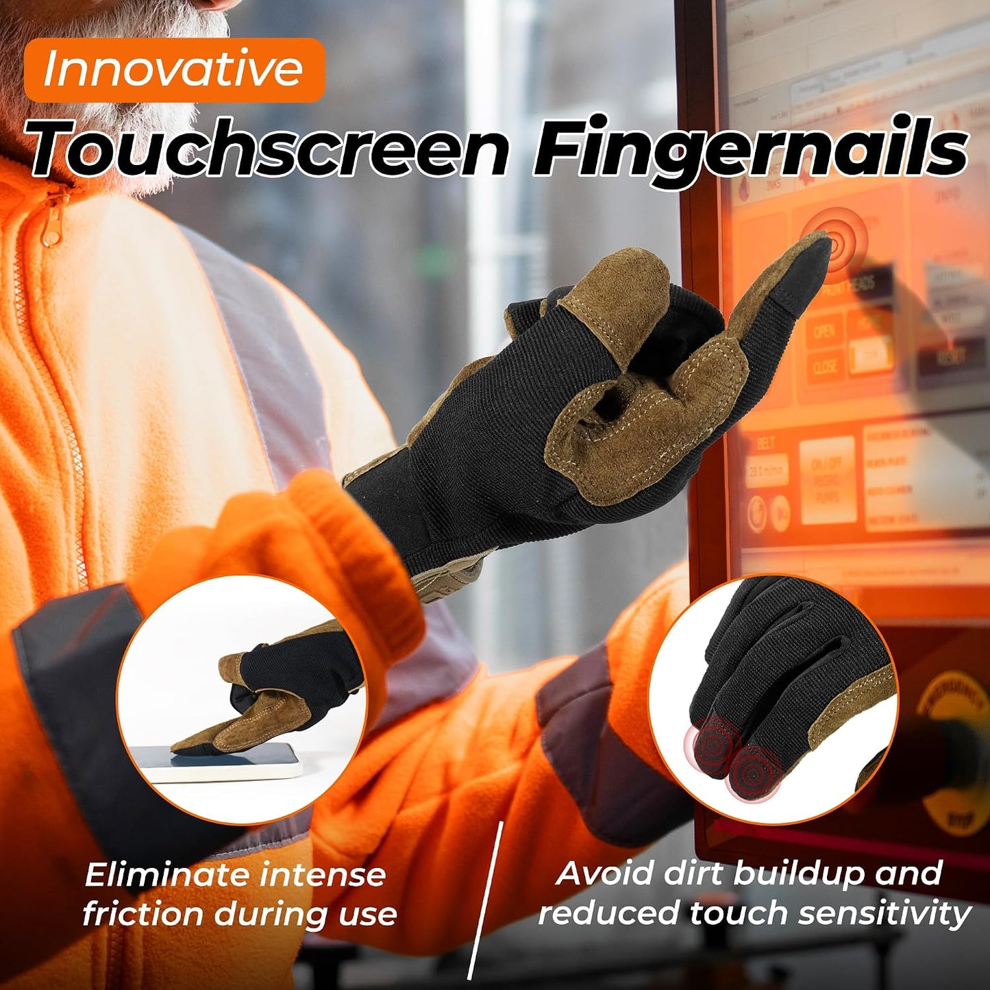 Work Gloves for Men & Women, Utility Mechanic Working Gloves Touch Screen, Flexible Gardening Gloves for Yard