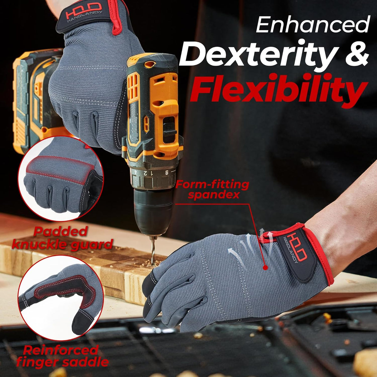 Work Gloves for Men & Women, Utility Mechanic Working Gloves Touch Screen, Flexible Gardening Gloves for Yard