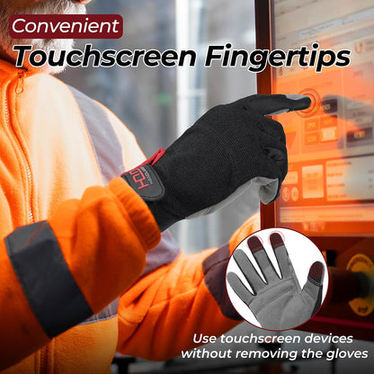 Work Gloves for Men & Women, Utility Mechanic Working Gloves Touch Screen, Flexible Gardening Gloves for Yard