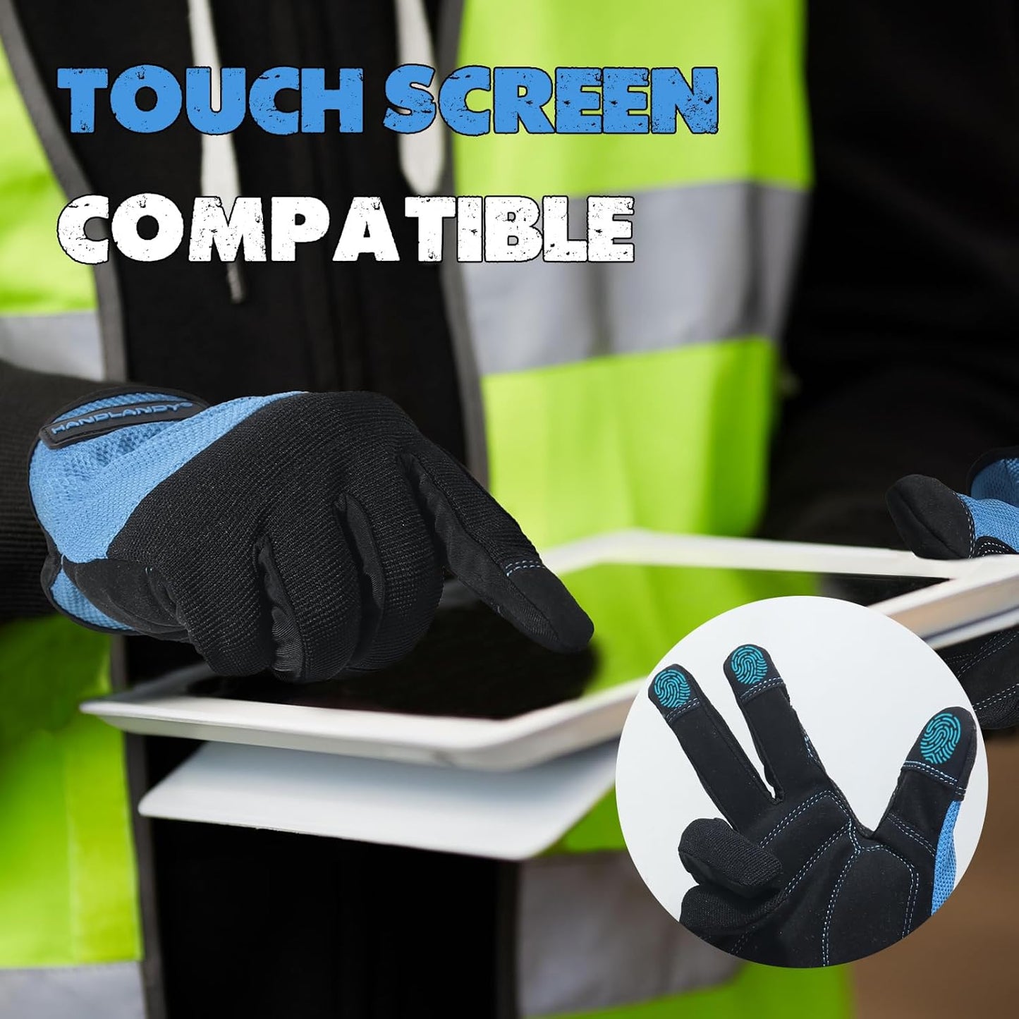 Work Gloves for Men & Women, Utility Mechanic Working Gloves Touch Screen, Flexible Gardening Gloves for Yard