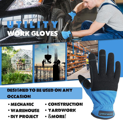 Work Gloves for Men & Women, Utility Mechanic Working Gloves Touch Screen, Flexible Gardening Gloves for Yard