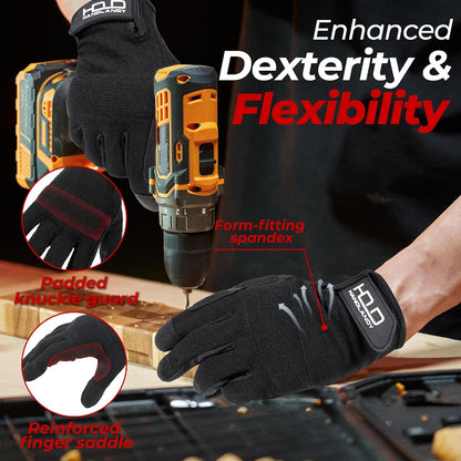 Work Gloves for Men & Women, Utility Mechanic Working Gloves Touch Screen, Flexible Gardening Gloves for Yard