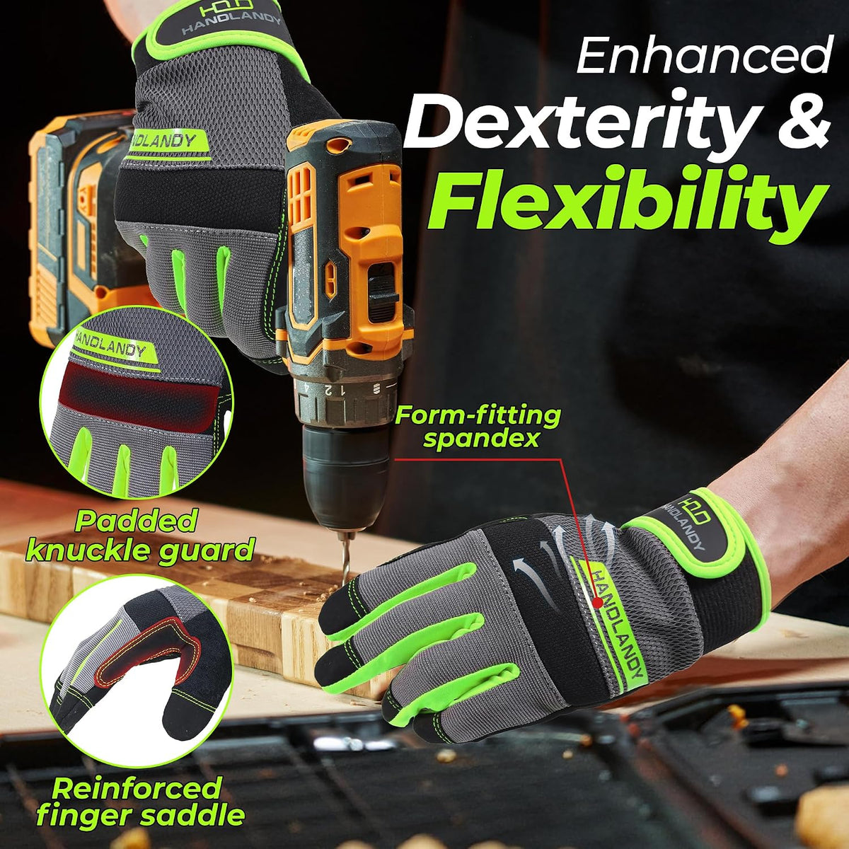 Work Gloves for Men & Women, Utility Mechanic Working Gloves Touch Screen, Flexible Gardening Gloves for Yard