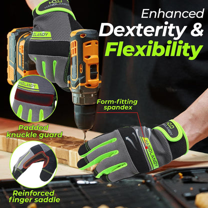 Work Gloves for Men & Women, Utility Mechanic Working Gloves Touch Screen, Flexible Gardening Gloves for Yard
