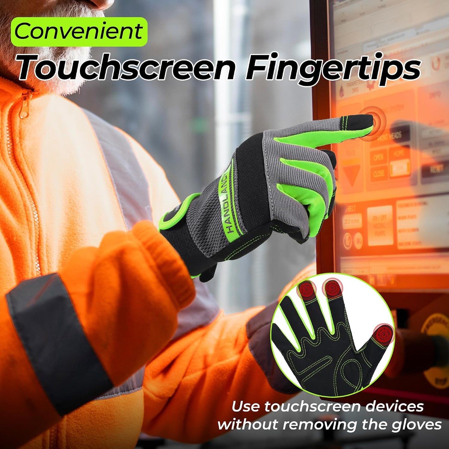 Work Gloves for Men & Women, Utility Mechanic Working Gloves Touch Screen, Flexible Gardening Gloves for Yard