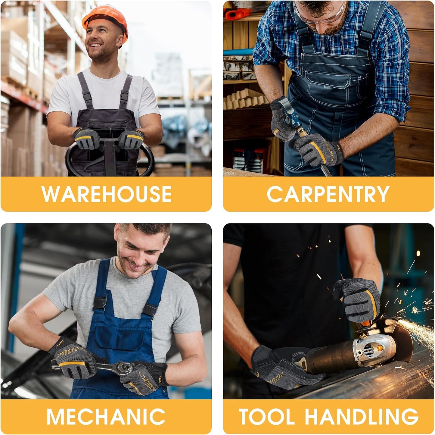 Work Gloves for Men & Women, Utility Mechanic Working Gloves Touch Screen, Flexible Gardening Gloves for Yard