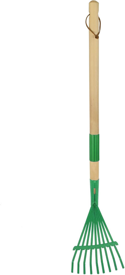 Kids Leaf Rake-Small Wooden Handle Leaf Rake with Metal Tines, 27inches /69cm Length, for Kids Enjoy Garden Cleaning Activities (Blue)