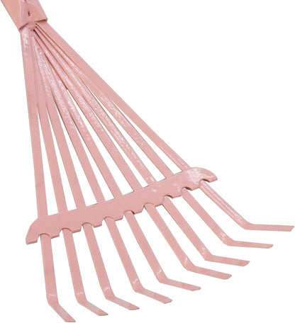 Kids Leaf Rake-Small Wooden Handle Leaf Rake with Metal Tines, 27inches /69cm Length, for Kids Enjoy Garden Cleaning Activities (Blue)