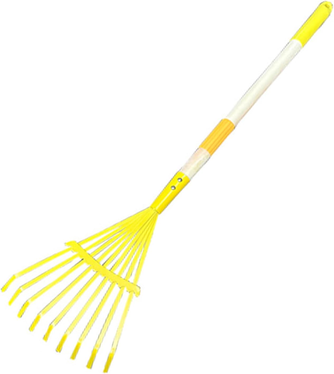 Kids Leaf Rake-Small Wooden Handle Leaf Rake with Metal Tines, 27inches /69cm Length, for Kids Enjoy Garden Cleaning Activities (Blue)