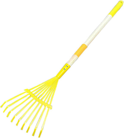 Kids Leaf Rake-Small Wooden Handle Leaf Rake with Metal Tines, 27inches /69cm Length, for Kids Enjoy Garden Cleaning Activities (Blue)