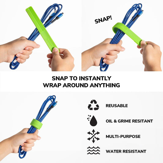 Storage Straps, 6" Green - Set of 2, Heavy Duty Extension Cord Organizer Straps, Reusable Cable Ties, Hose Storage, Accessories Holder for Home, Office, Garage Organization