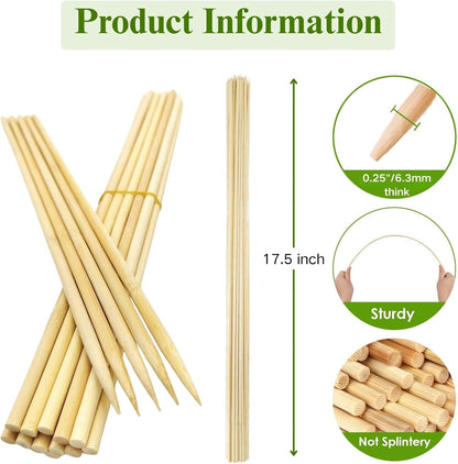 100 PCS 3FT Bamboo Plant Stakes, 6.3mm Thick Bamboo Stakes