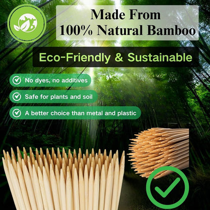 100 PCS 3FT Bamboo Plant Stakes, 6.3mm Thick Bamboo Stakes