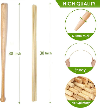 100 PCS 3FT Bamboo Plant Stakes, 6.3mm Thick Bamboo Stakes
