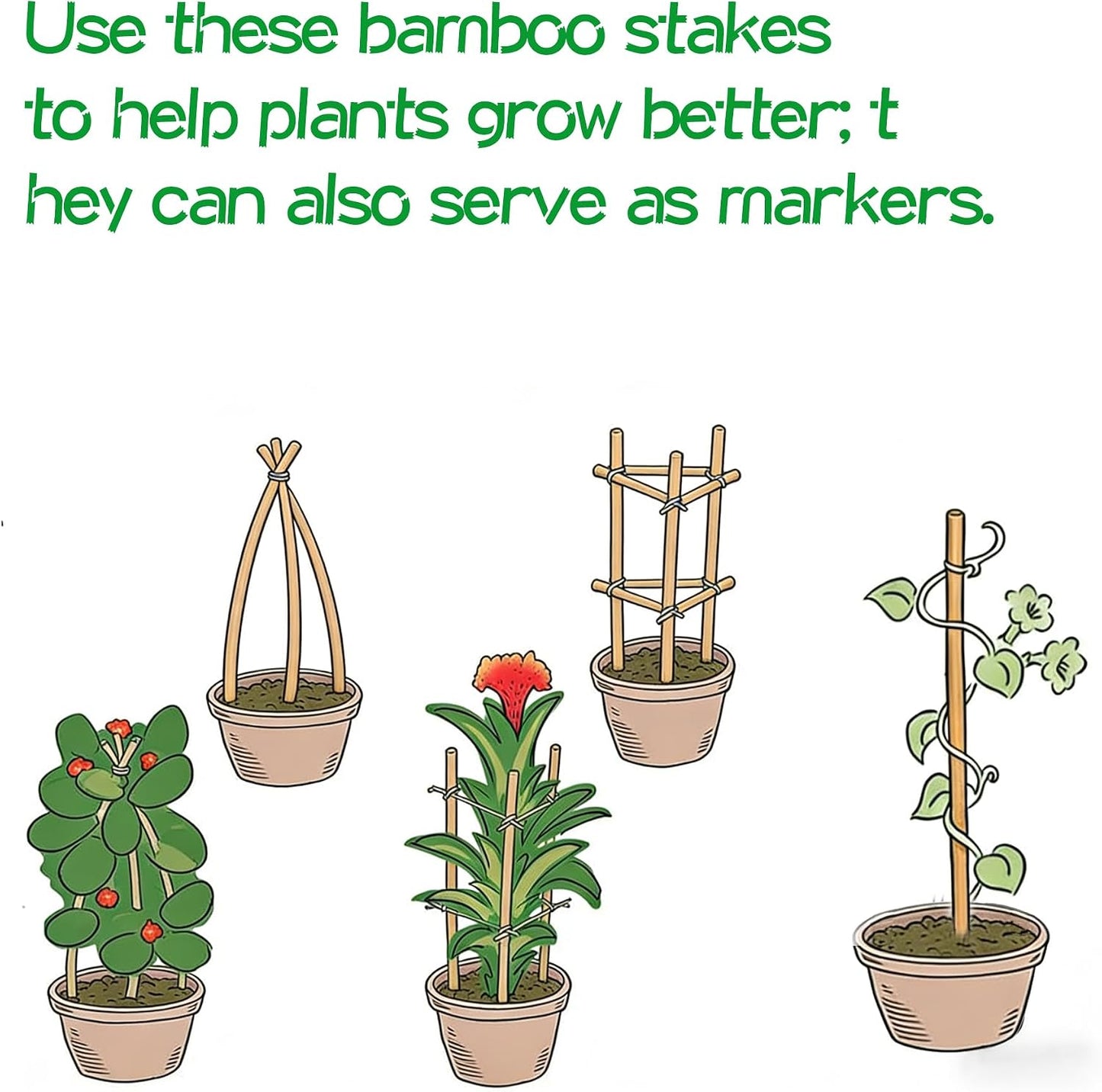 100 PCS 3FT Bamboo Plant Stakes, 6.3mm Thick Bamboo Stakes